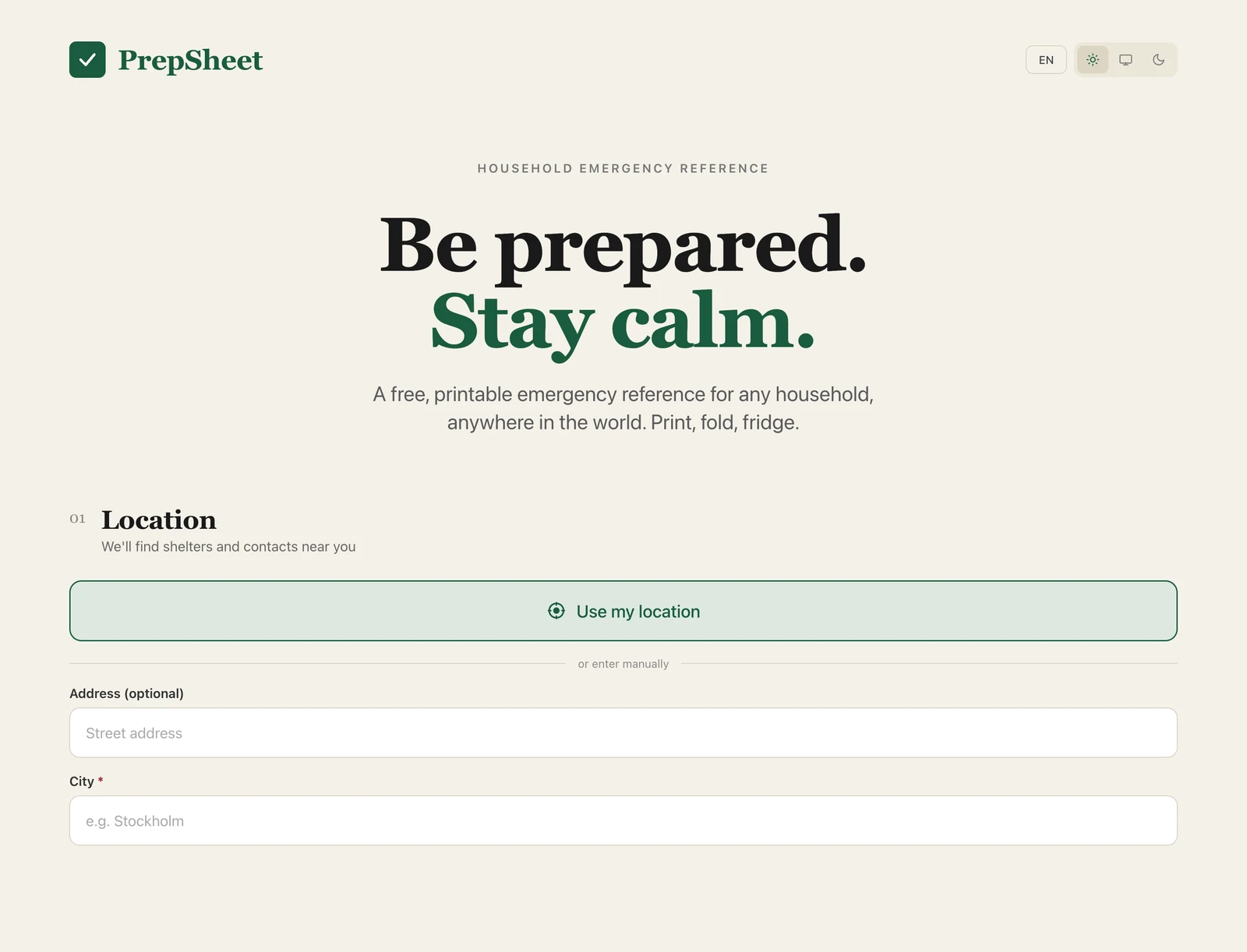 PrepSheet screenshot 2